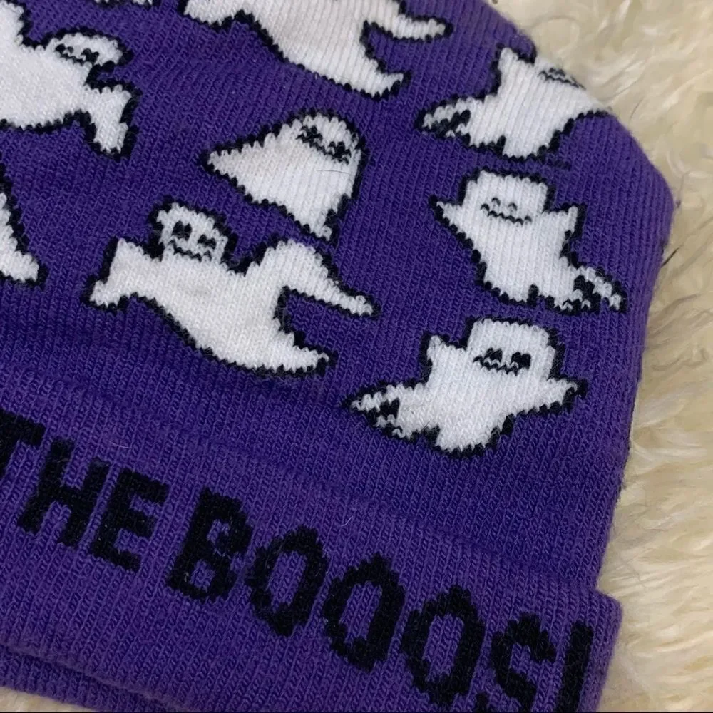 Here for the Boos Halloween knit hat with ghosts